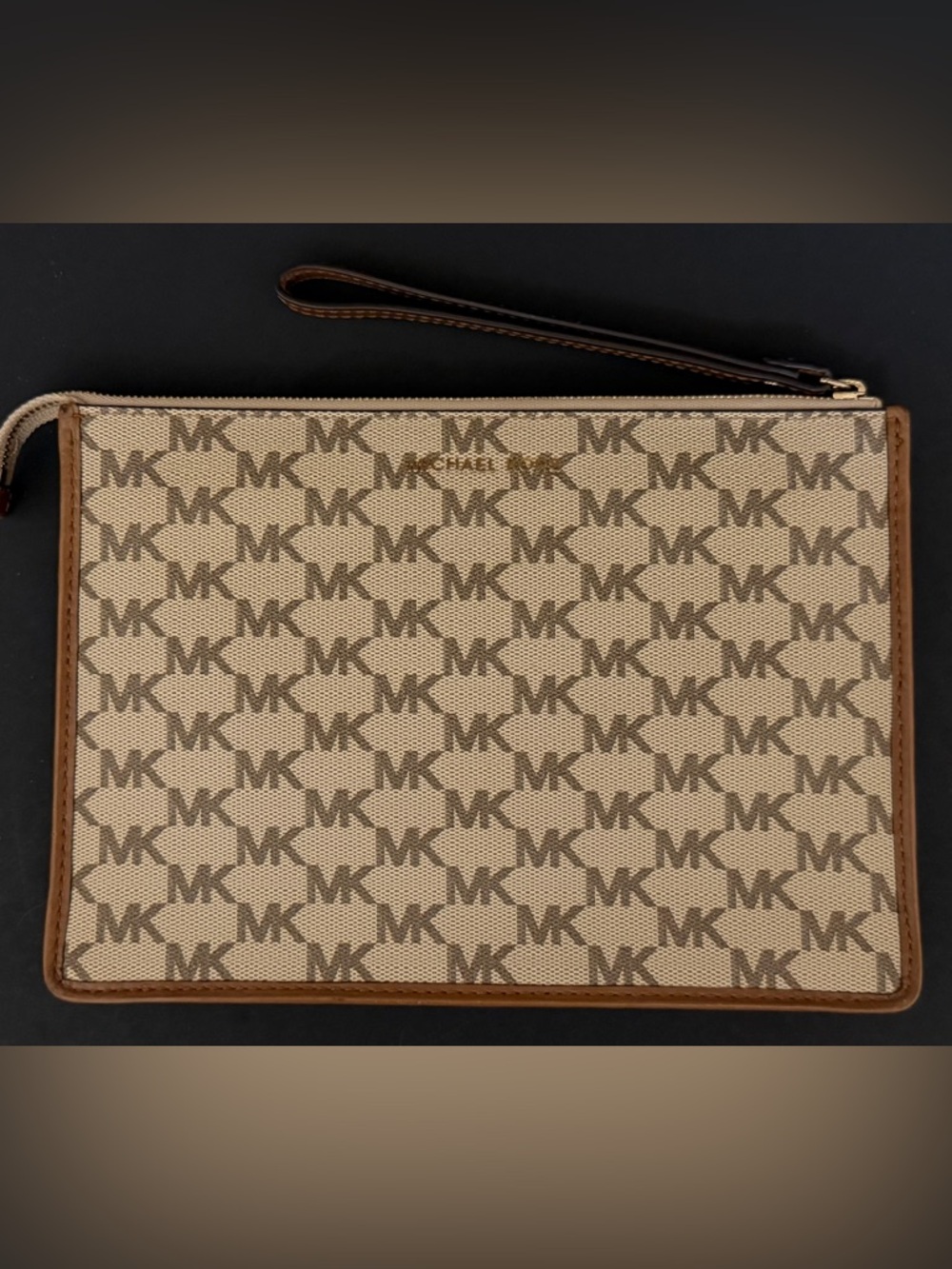 Michael Kors Cooper MK Logo Wristlet - Tan - Picture 2 of 11